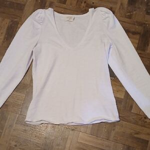 NATION LTD Womens Size M White V-Neck Long Sleeve Top